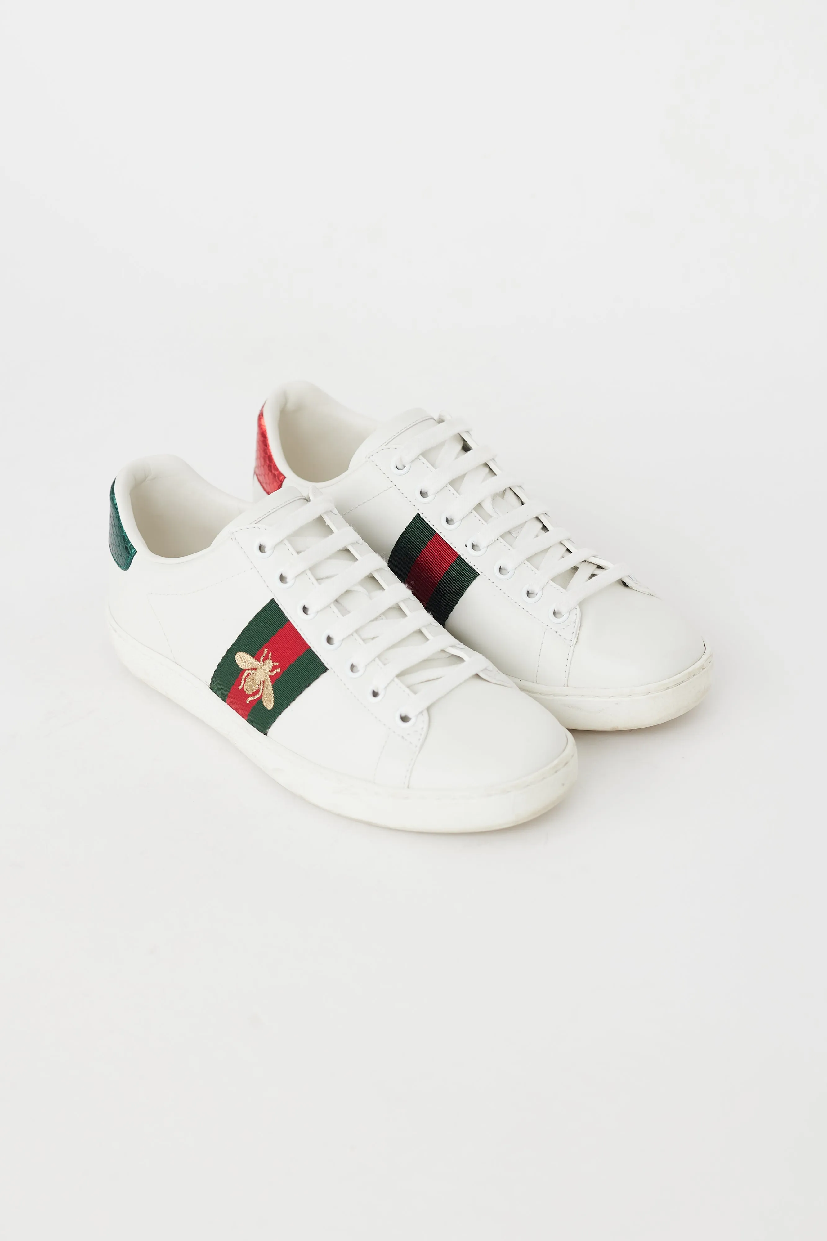 White & Multi Leather Ace Bee Sneaker