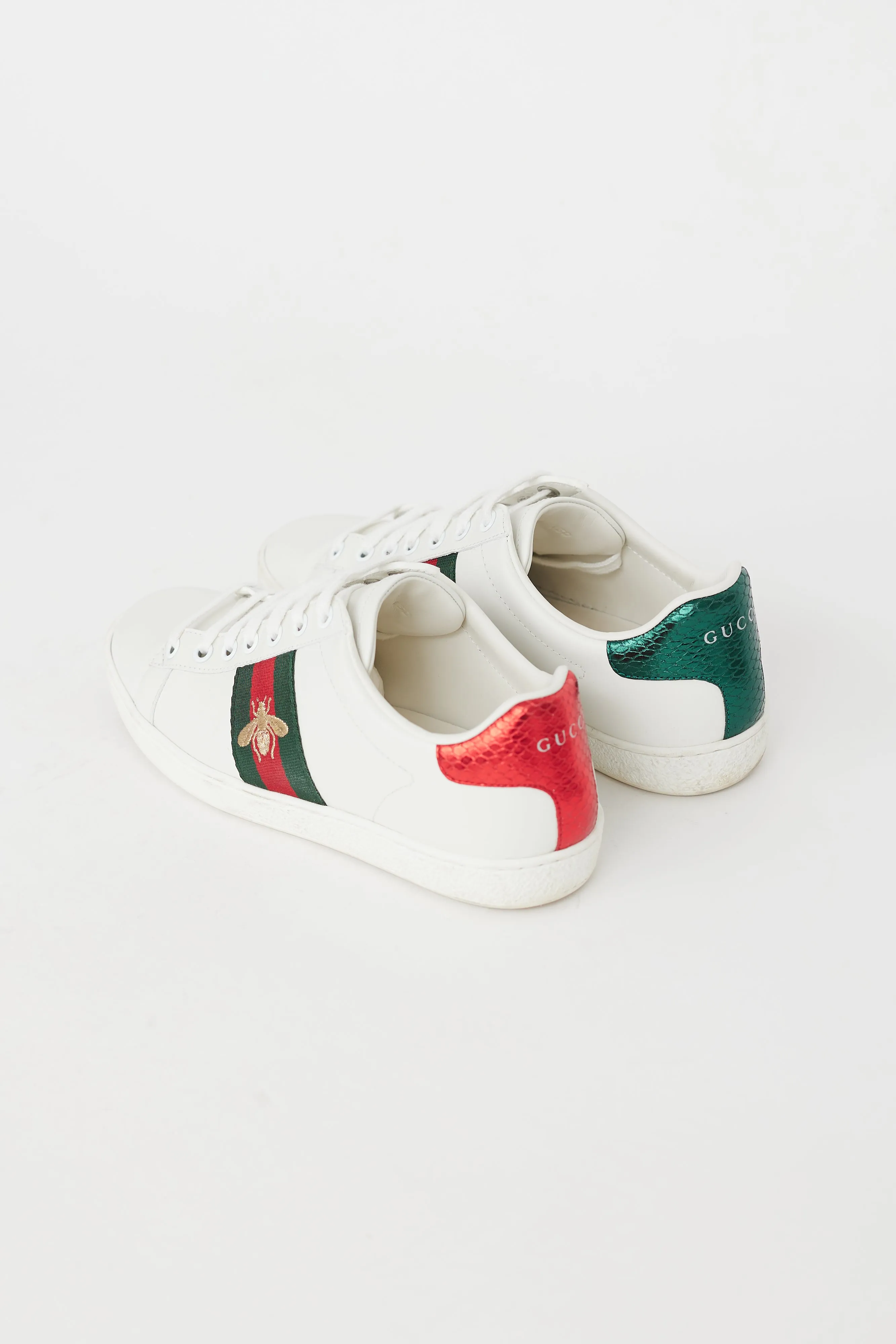 White & Multi Leather Ace Bee Sneaker