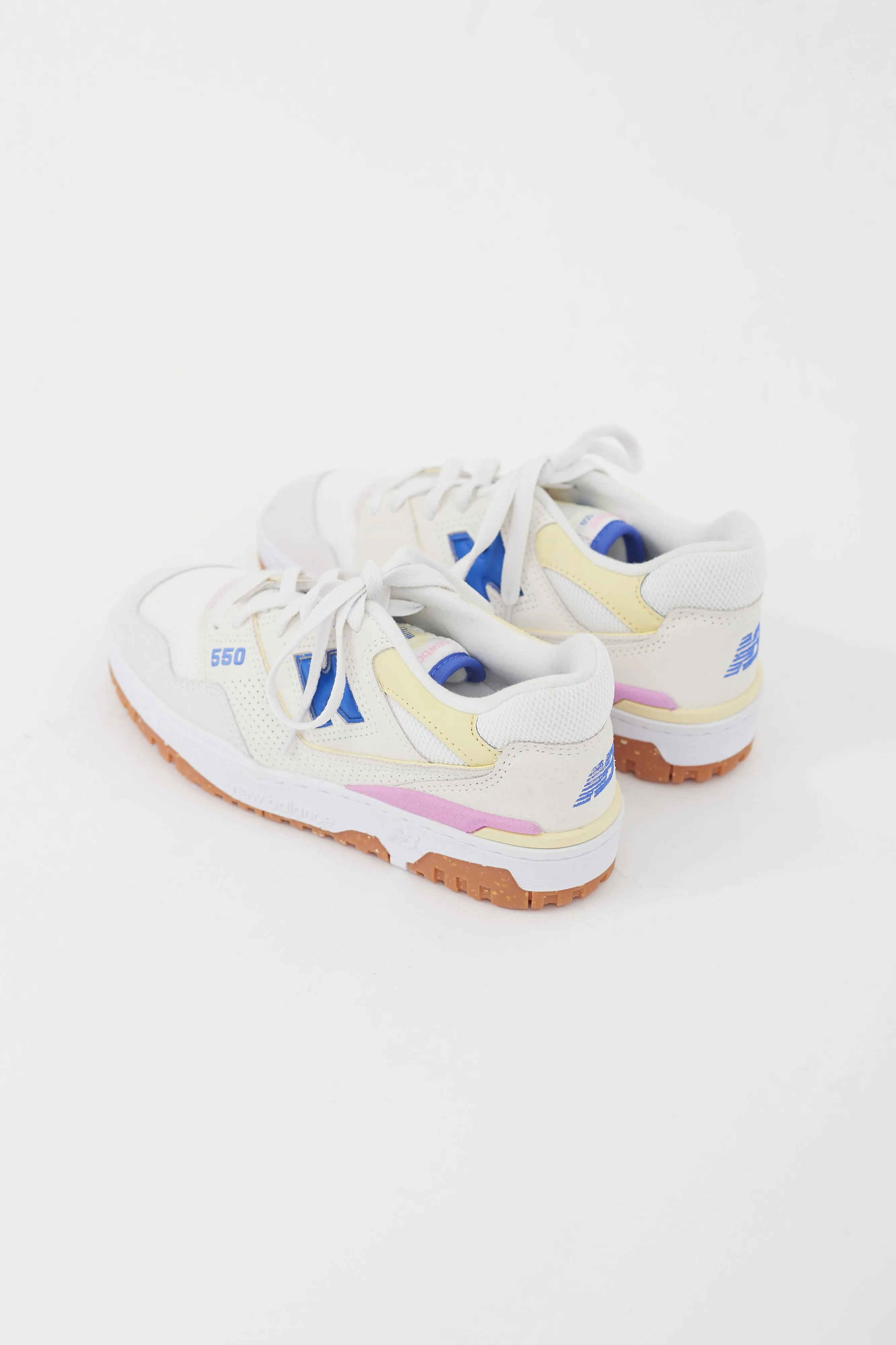 White & Multicolour 550 Suede Sneaker