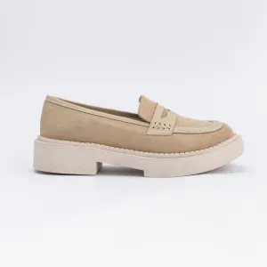 Women Beige Suede Loafers