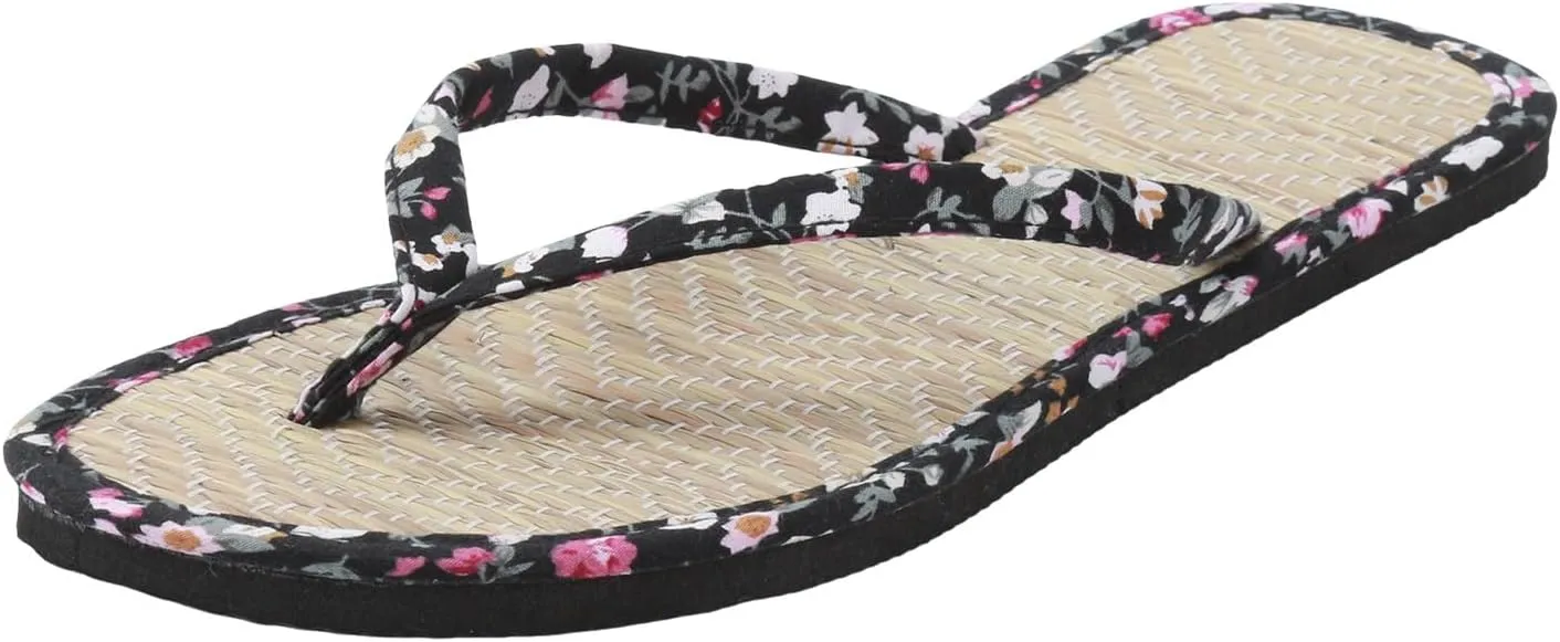Women Shoes Flat Thongs Straw Mat Slippers Casual Home Fashion Woven Sandals Jelly Studded Sandals for Women