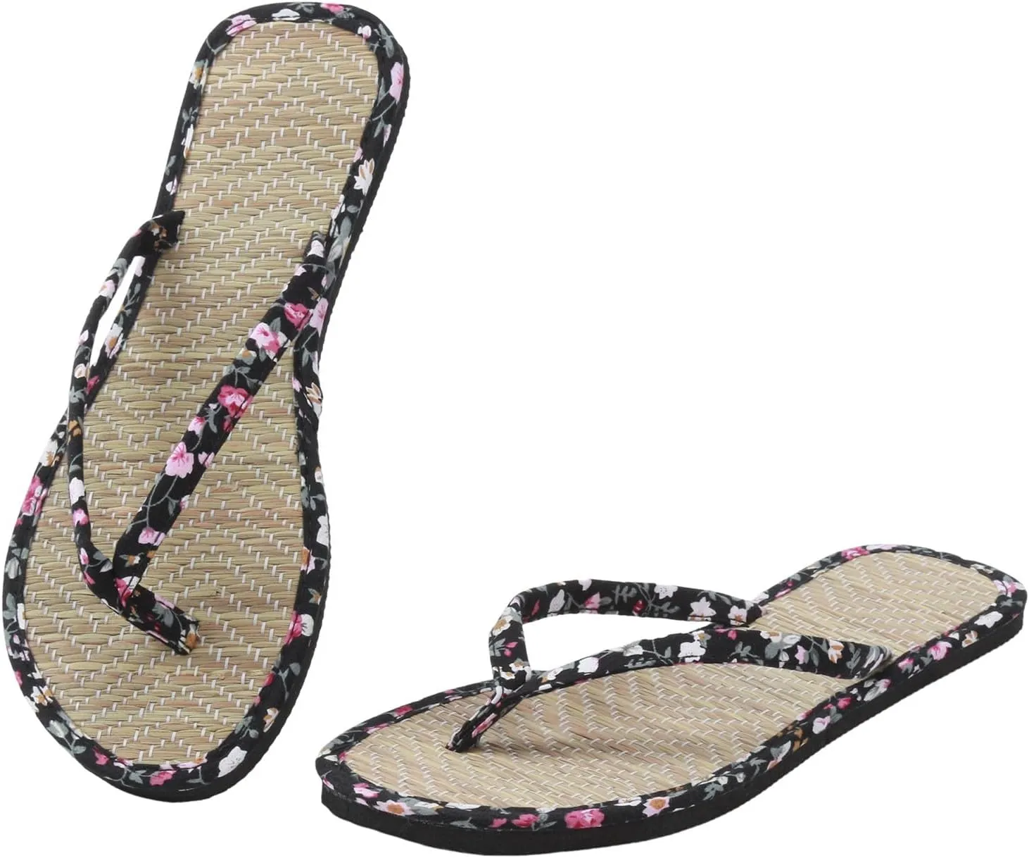 Women Shoes Flat Thongs Straw Mat Slippers Casual Home Fashion Woven Sandals Jelly Studded Sandals for Women